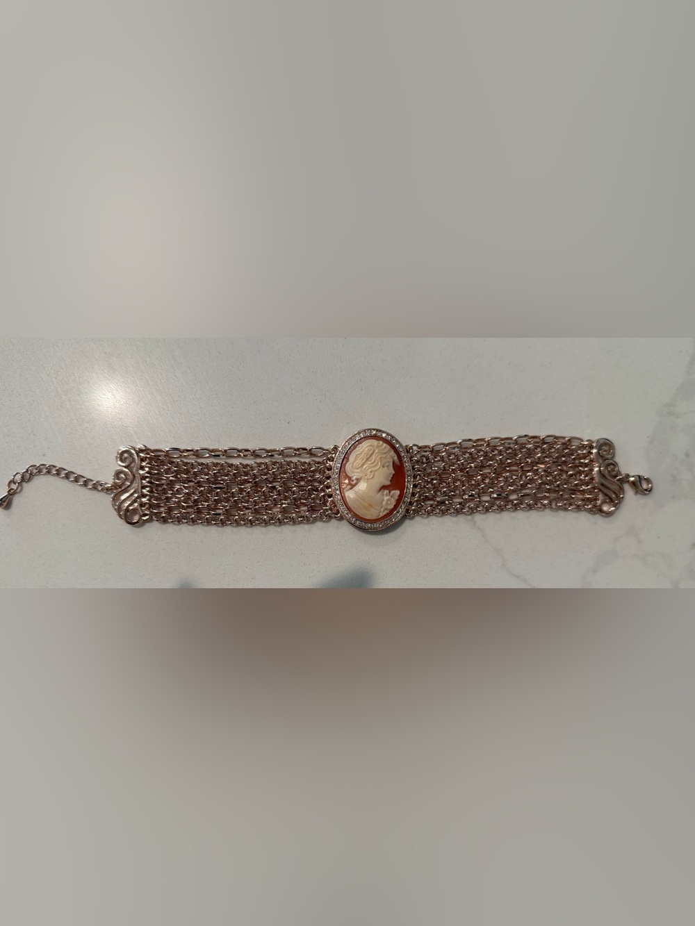 Authentic AMEDEO Scognamiglio Rose Gold Plated Cameo Cuff Bracelet
